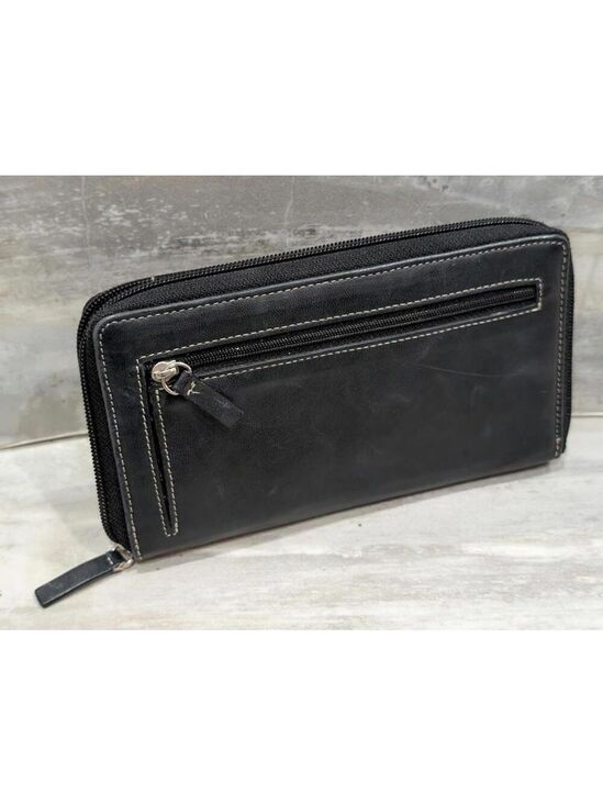 Other - Lodis Black Leather Men's Zip-Around Wallet with Multiple Card Slots
